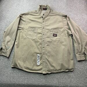Rasco Shirt Mens 3XL Beige Tan‎ Button Long Sleeve Fire Resistant FR Workwear